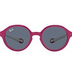Ray-Ban Çocuklar İçin Rj9075s Yuvarlak Güneş Gözlüğü, Kauçuk Krem Üzerine Fuşya/Koyu Gri, 39 mm