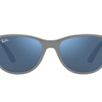 Ray-Ban Çocuklar için Rj9077s Kare Güneş Gözlüğü, Kauçuk Üzerine Gri Turuncu/Koyu Mavi Aynalı Mavi, 49 mm