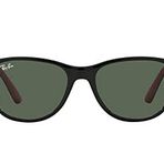 Ray-Ban Çocuklar için Rj9077s Kare Güneş Gözlüğü, Kauçuk Üzerine Siyah Kırmızı/Koyu Yeşil, 49 mm