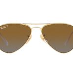 Ray-Ban Çocuklar İçin RJ9506S Metal Havacı Güneş Gözlüğü, Altın/Kahverengi Gradyan Polarize, 52 mm