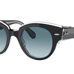 Ray-Ban Kadın Rb2192 Yuvarlak Kavşak Güneş Gözlüğü, Şeffaf/Mavi Gradyan Gri üzerine Siyah, 47 mm