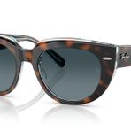 Ray-Ban Kadın Rb2286 Doreen Kare Güneş Gözlüğü, Transp üzerinde Koyu Havana Çok Renkli/Mavi Degrade Polarize, 49 mm