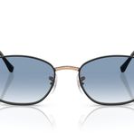 Ray-Ban Kadın Rb3749 Oval Güneş Gözlüğü, Gül Altın üzerine Siyah/Şeffaf Gradyan Mavi, 55 mm