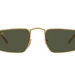 Ray-Ban Kadın Rb3957 Julie Dikdörtgen Güneş Gözlüğü, Legend Altın/Yeşil, 52 mm