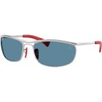 Ray-Ban Rb 3819M F007S2 62 Scuderia Ferrari Unisex Polarize Oval Gümüş Metal Güneş Gözlüğü - Gri
