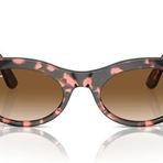 Ray-Ban Rb2242 Wayfarer Oval Güneş Gözlüğü, Pembe Havana/Şeffaf Gradyan Kahverengi, 50 mm