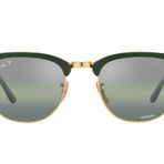 Ray-Ban RB3016 Clubmaster Kare Güneş Gözlüğü, Altın Üzerine Yeşil/Koyu Yeşil Aynalı Polarize, 51 mm