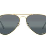 Ray-Ban Rb3025 Klasik Polarize Aviator Güneş Gözlüğü, Efsane Altın/Polarize Şeffaf Gradyan Koyu Mavi, 58 mm