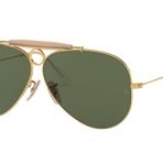 Ray-Ban Rb3138 Shooter Aviator Güneş Gözlüğü, Altın Çıplak/G-15 Yeşil, 58 mm
