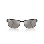 Ray-Ban RB3671CH Chromance Polarize Dikdörtgen Güneş Gözlüğü, Siyah Üzerine Siyah/Aynalı Gümüş, 60 mm