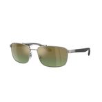 Ray-Ban Rb3737ch Chromance Dikdörtgen Güneş Gözlüğü, Gunmetal/Yeşil Aynalı Altın Polarize, 60 mm