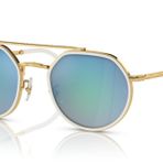 Ray-Ban Rb3765 Yuvarlak Güneş Gözlüğü, Altın/Kahverengi Gradyan Kahverengi Aynalı Mavi, 53 mm