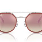Ray-Ban Rb3765 Yuvarlak Güneş Gözlüğü, Gümüş/Kahverengi Gradyan Kahverengi Aynalı Pembe, 53 mm