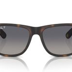 Ray-Ban RB4165 Justin Dikdörtgen Güneş Gözlüğü, Kauçuk Havana/Gri Gradyan Mavi Polarize, 54 mm