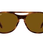 Ray-Ban Rb4357 Powderhorn Aviator Güneş Gözlüğü, Çizgili Havana/Kahverengi, 58 mm