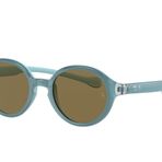 Ray-Ban RJ9075S Yuvarlak Kauçuk Açık Mavi Açık Mavi Koyu Kahverengi 39 mm Erkek Çocuk Güneş Gözlüğü