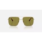 Ray-Ban Unisex Güneş Gözlüğü - Kare Soluk Altın Renk Metal Çerçeve Yeşil Cam %100 Uv Koruma 0Rb3758