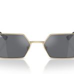 Ray-Ban Unisex Rb3728 Yevi Altıgen Güneş Gözlüğü, Açık Altın/Koyu Gri Aynalı Gümüş, 55 mm