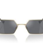 Ray-Ban Unisex Rb3728 Yevi Altıgen Güneş Gözlüğü, Açık Altın/Koyu Gri Aynalı Gümüş, 58 mm