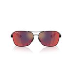 Ray-Ban Unisex Rb8336m Scuderia Ferrari Koleksiyonu Kare Güneş Gözlüğü, Mat Siyah/Koyu Gri Aynalı Mavi/Kırmızı, 58 mm