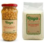 Raya Organik Organik Pirinç 1 kg - Organik Haşlanmış Nohut 400 gr 2'li Set - 1,4 kg