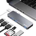 RayCue MacBook Pro/MacBook Air M1 M2 M3 2023 2022 2021 2020 2019 13 inç 14 inç 15 inç 16 inç, 6'sı 2 arada Çok Noktalı MacBook Adaptörü, Thunderbolt 3, 3 USB 3.0 Bağlantı Noktası, SD için USB C Hub