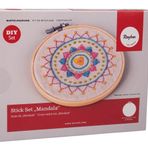 Rayher Kendin yap el işi paketi nakış seti "Mandala", yeni başlayanlar için nakış, 13,5 cm çapında, kumaş kesimi baskılı, nakış ipliği, nakış iğnesi, 54077000