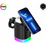 Raylax 15W 3in1 Kablosuz Şarj Standı Aircharger Quattro Magsafe Iphone+Applewatch+Airpods Şarj - Siyah