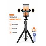 RAYLAX Yapay Zeka Yüz Takipli 1.8MT Aİ Çift Işıklı Sarsıntı Önleyici Telefon Tutucu Uzatılabilir Selfie Çubuğu Tripod