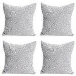RAYME TEKSTIL Lüks 100% Pamuk Dekoratif Desenli Kırlent Kılıfı 4 Adet Set 45x45 cm, Kaliteli Pamuklu Kumaş Kırlent ve Minder Kılıfı (Açık Gri, 4 Adet 45x45 cm)