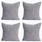 RAYME TEKSTIL Lüks 100% Pamuk Dekoratif Desenli Kırlent Kılıfı 4 Adet Set 45x45 cm, Kaliteli Pamuklu Kumaş Kırlent ve Minder Kılıfı (Antrasit, 4 Adet 45x45 cm)