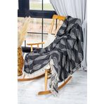 RAYME TEKSTIL Lüks 100% Pamuk Koltuk Şalı TV Battaniyesi, Geniş 130x170 cm Yüksek Kaliteli Pamuklu Kumaş Dekoratif Koltuk Atma Şal Battaniyeleri (Cozy Nest Siyah)