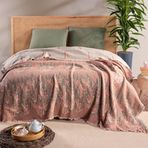 RAYME TEKSTIL Müslin Hybrid Yorgan, 240x260 cm, Makinede Yıkanabilir, Konforlu Hafif 100% Pamuklu Müslin Kumaş Kaplamalı Elyaf Yorgan Battaniye (Lavanta Kiremit)