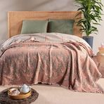 RAYME TEKSTIL Müslin Hybrid Yorgan, 240x260 cm, Makinede Yıkanabilir, Konforlu Hafif 100% Pamuklu Müslin Kumaş Kaplamalı Elyaf Yorgan Battaniye (Lavanta Kiremit)