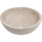 Raymer Tezgah Üstü Doğaltaş Lavabo Çap:35 Cm Mermer Lavabo Traverten Lavabo