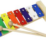 Raymond Joes RJ3008 Metalofon 8 Tuşlu Renkli Wooden 8-key Xylophone Accurately Tuned Glockenspiel Colorful Metal Keys with Engraved Notes (Natural Wood)
