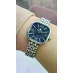 Raymond RYM-211503 RETRO KARE ÇELİK KADIN KOL SAATİ - 2 YIL GARANTİ GÜMÜŞ-MAVİ