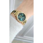 Raymond RYM-213058L QUARTZ 28mm TAŞLI KADIN KOL SAATİ - 2 YIL GARANTİ GOLD-YEŞİL