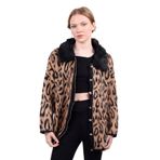 Rays 22288 Leopar Yakası Kürklü Hırka Siyah