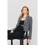 Rays 3969 Crop Astarlı Blazer Ceket Gri - M