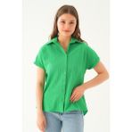 Rays 4163A Kısa Kol Oversize Gömlek Benetton Yeşili - 36
