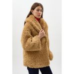 Rays Camel Çıt Çıtlı Peluş Kadın Kaban 8471 - XL