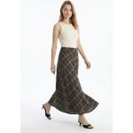 Rays Siyah Ekose Desen Bel Lastikli Etek 3507-1 - 38