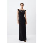 Rays Siyah Madonna Yaka Dantelli Balık Model Uzun Elbise 261615