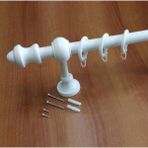 Raysız Ahşap Klasik Rustik Perde Askısı (Alüminyum Boru) Halka ve Klips - Beyaz - 250 cm