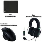 Razer Basilisk X HyperSpeed Kablosuz Gaming Mouse + Razer BlackShark v2 USB Enhancer + Trust GXT 754 L Mousepad
