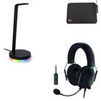 Razer BlackShark v2 USB Enhancer + Trust GXT 765 Glide-Flex RGB USB Portlu Mousepad + Razer Base Station V2 Chroma