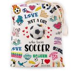 RBAFAO Just a Girl who loves Sport, Doğum Günü Mezuniyet Hediyeleri için Kişiselleştirilmiş Tote Çanta, Spor Severler Hediyesi, Kız Kadınlar için Kanvas Çanta (Futbol), Bej