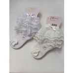 RBS SOCKS JW ÇOCUK ÇİFT DANTELLİ ÇORAP BEYAZ-KREM 2'Lİ