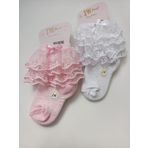 RBS SOCKS JW ÇOCUK ÇİFT DANTELLİ ÇORAP BEYAZ-PEMBE 2'Lİ